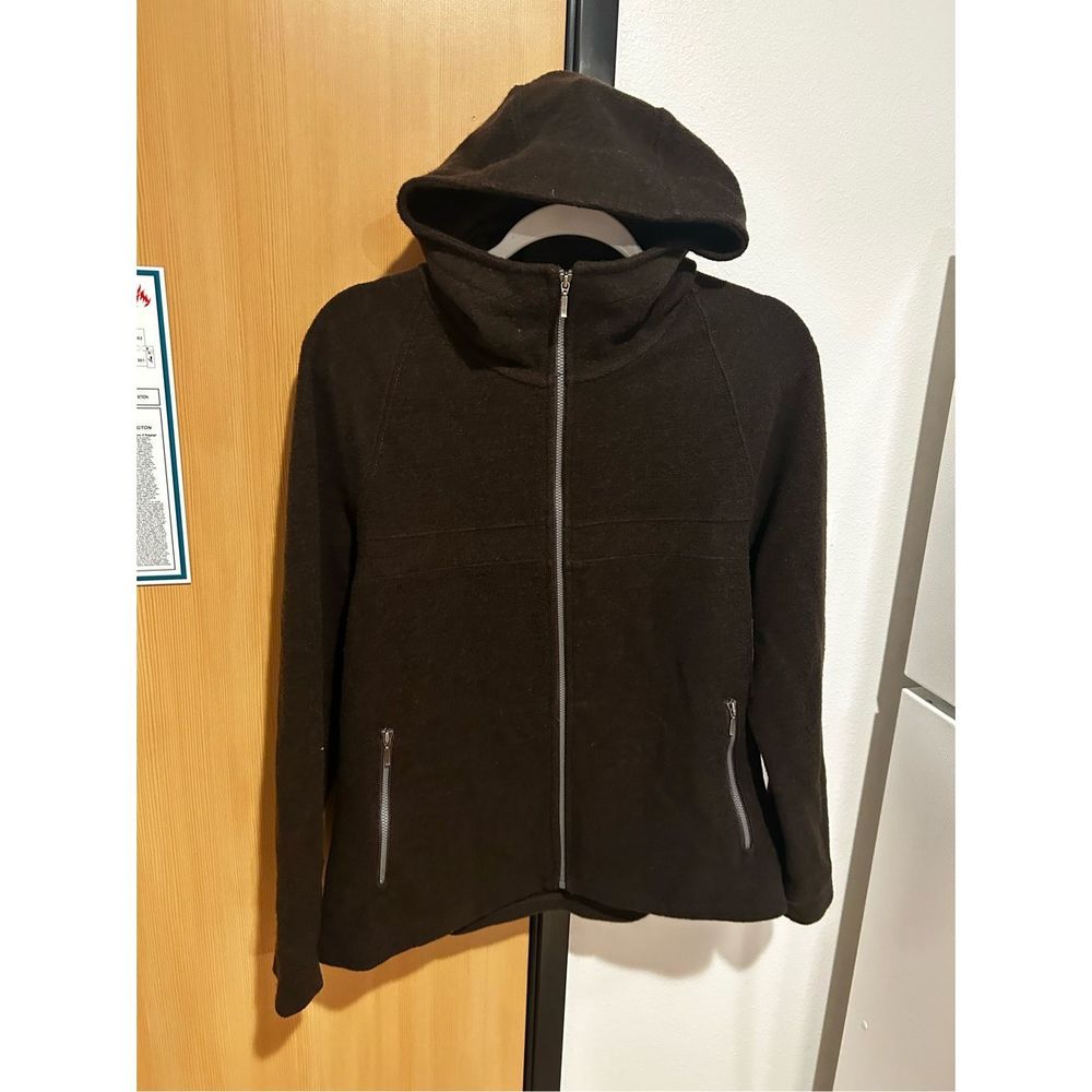 Ibex Merino Wool full zip dark brown hoodie Women’s XL